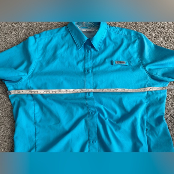 Columbia PFG Omni Shade Hiking Light Blue Button up Snap buttons - Picture 7 of 8